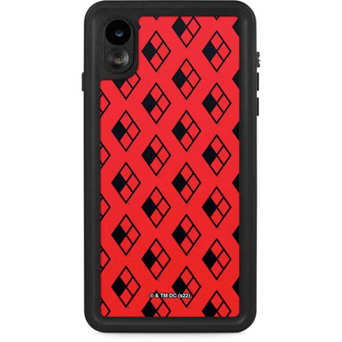 DC Comics Harley Quinn Logo Pattern iPhone XR Waterproof Case