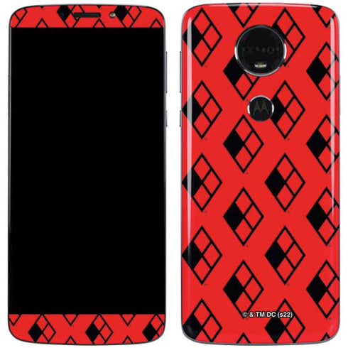 DC Comics Harley Quinn Logo Pattern Moto E5 Plus Skin
