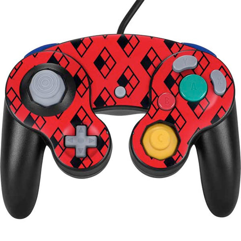 DC Comics Harley Quinn Logo Pattern Nintendo GameCube Controller Skin