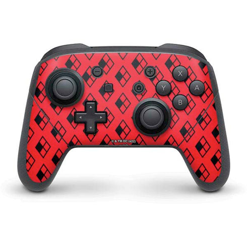 DC Comics Harley Quinn Logo Pattern Nintendo Switch Pro Controller Skin