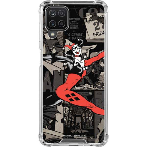 DC Comics Harley Quinn Vintage Action pose pattern Galaxy A12 Clear Case
