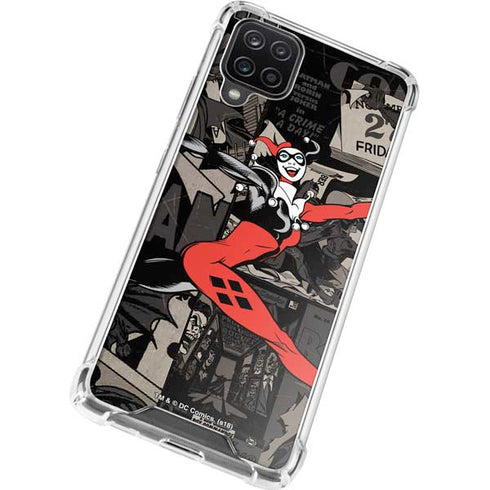 DC Comics Harley Quinn Vintage Action pose pattern Galaxy A12 Clear Case