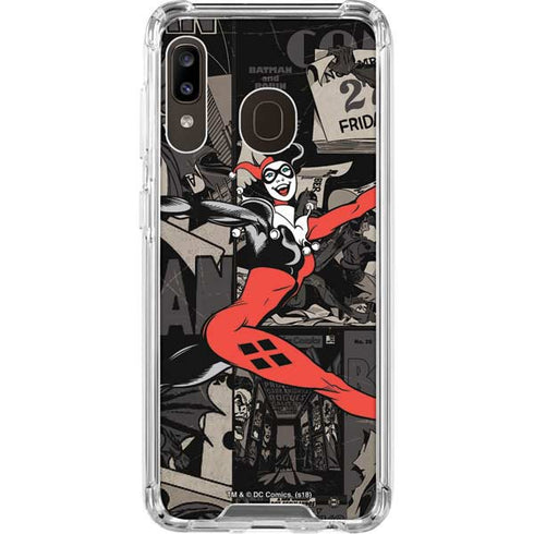 DC Comics Harley Quinn Vintage Action pose pattern Galaxy A30 Clear Case