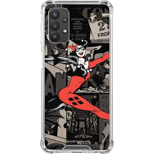 DC Comics Harley Quinn Vintage Action pose pattern Galaxy A32 5G Clear Case