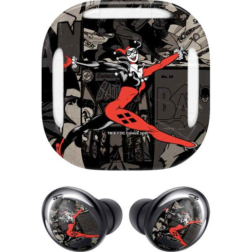 DC Comics Harley Quinn Vintage Action pose pattern Galaxy Buds Pro Skin