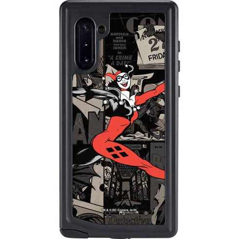 DC Comics Harley Quinn Vintage Action pose pattern Galaxy Note 10 Waterproof Case