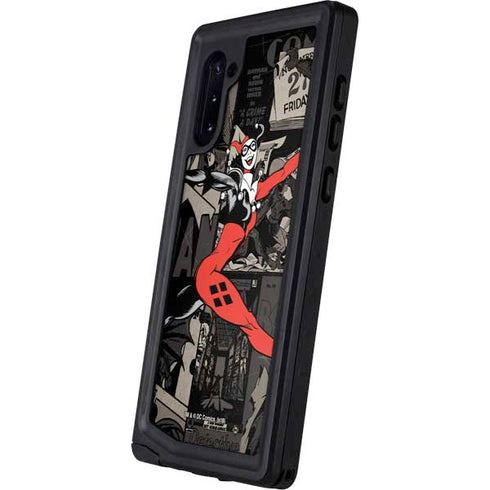 DC Comics Harley Quinn Vintage Action pose pattern Galaxy Note 10 Waterproof Case