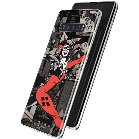 DC Comics Harley Quinn Vintage Action pose pattern Galaxy S10 Plus Skin