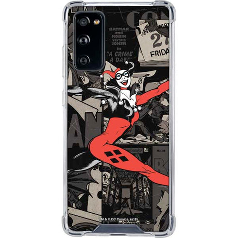 DC Comics Harley Quinn Vintage Action pose pattern Galaxy S20 FE Clear Case