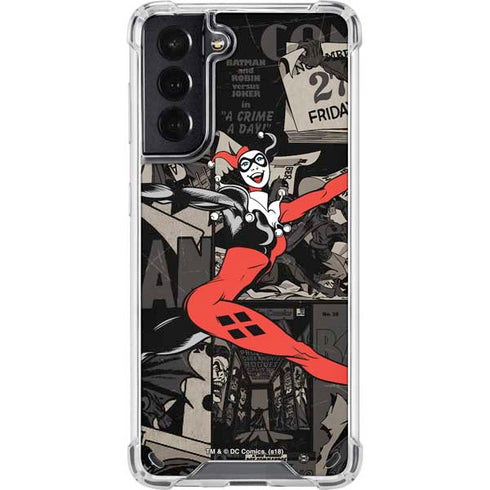 DC Comics Harley Quinn Vintage Action pose pattern Galaxy S21 5G Clear Case