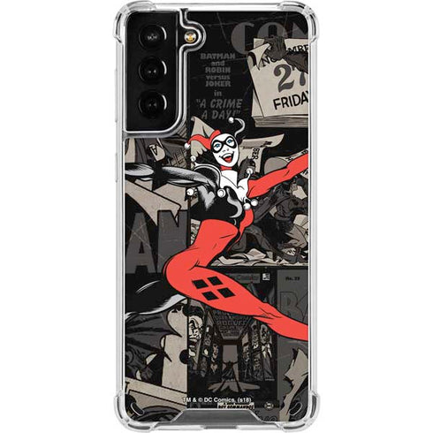 DC Comics Harley Quinn Vintage Action pose pattern Galaxy S21 Plus 5G Clear Case