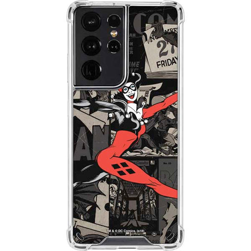 DC Comics Harley Quinn Vintage Action pose pattern Galaxy S21 Ultra 5G Clear Case
