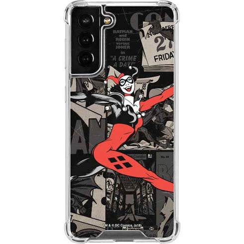 DC Comics Harley Quinn Vintage Action pose pattern Galaxy S22 Plus Clear Case