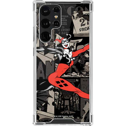 DC Comics Harley Quinn Vintage Action pose pattern Galaxy S22 Ultra Clear Case