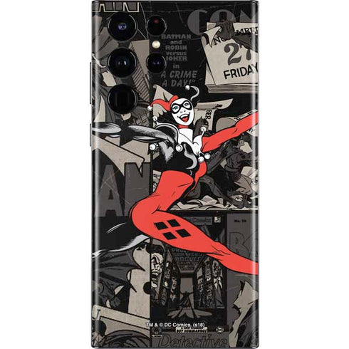 DC Comics Harley Quinn Vintage Action pose pattern Galaxy S22 Ultra Skin