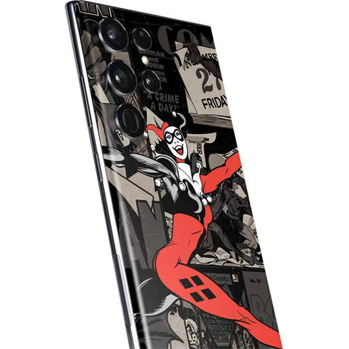 DC Comics Harley Quinn Vintage Action pose pattern Galaxy S22 Ultra Skin