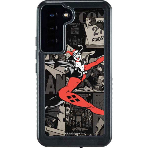 DC Comics Harley Quinn Vintage Action pose pattern Galaxy S23 Plus Waterproof Case