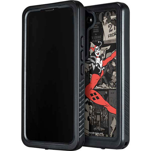 DC Comics Harley Quinn Vintage Action pose pattern Galaxy S23 Plus Waterproof Case