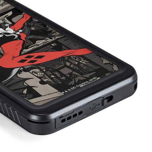 DC Comics Harley Quinn Vintage Action pose pattern Galaxy S23 Plus Waterproof Case