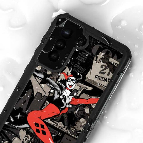 DC Comics Harley Quinn Vintage Action pose pattern Galaxy S23 Plus Waterproof Case