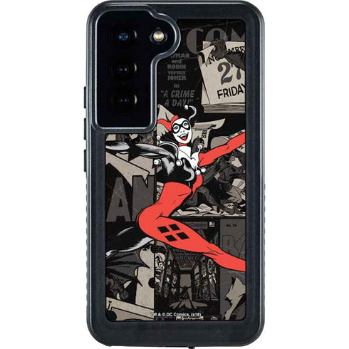 DC Comics Harley Quinn Vintage Action pose pattern Galaxy S23 Waterproof Case