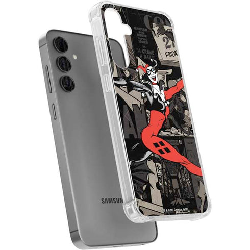 DC Comics Harley Quinn Vintage Action pose pattern Galaxy S24 Plus Clear Case