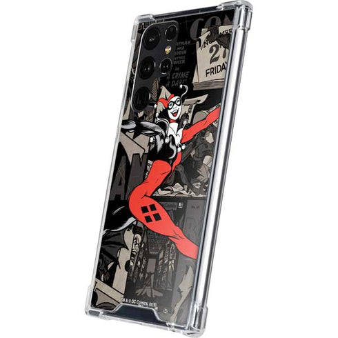 DC Comics Harley Quinn Vintage Action pose pattern Galaxy S24 Ultra Clear Case