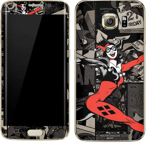 DC Comics Harley Quinn Vintage Action pose pattern Galaxy S7 Edge Skin