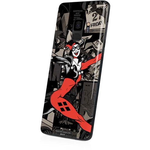 DC Comics Harley Quinn Vintage Action pose pattern Galaxy S9 Skin