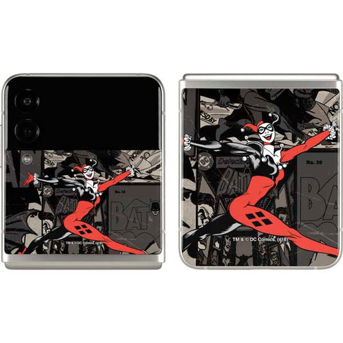DC Comics Harley Quinn Vintage Action pose pattern Galaxy Z Flip3 5G Skin