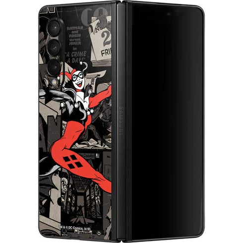 DC Comics Harley Quinn Vintage Action pose pattern Galaxy Z Fold3 5G Skin