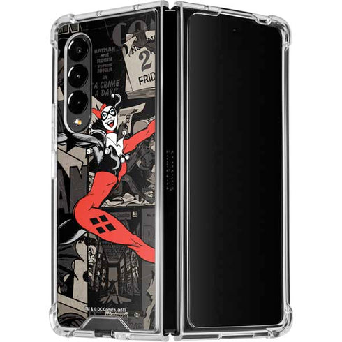 DC Comics Harley Quinn Vintage Action pose pattern Galaxy Z Fold4 5G Clear Case