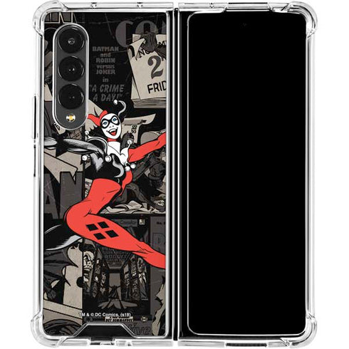 DC Comics Harley Quinn Vintage Action pose pattern Galaxy Z Fold4 5G Clear Case