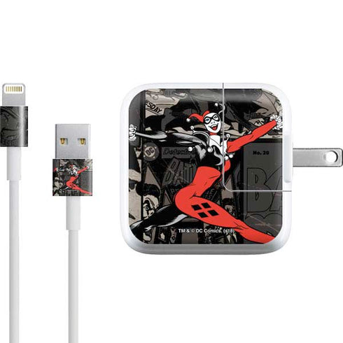 DC Comics Harley Quinn Vintage Action pose pattern iPad Charger (10W USB) Skin