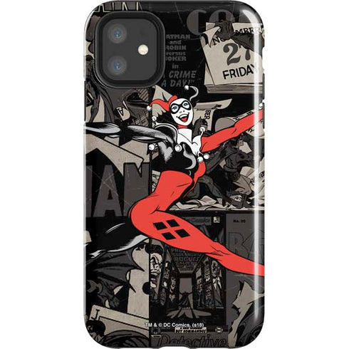 DC Comics Harley Quinn Vintage Action pose pattern iPhone 11 Impact Case