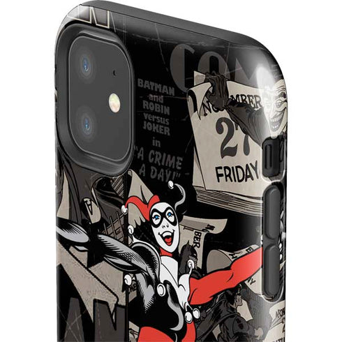 DC Comics Harley Quinn Vintage Action pose pattern iPhone 11 Impact Case