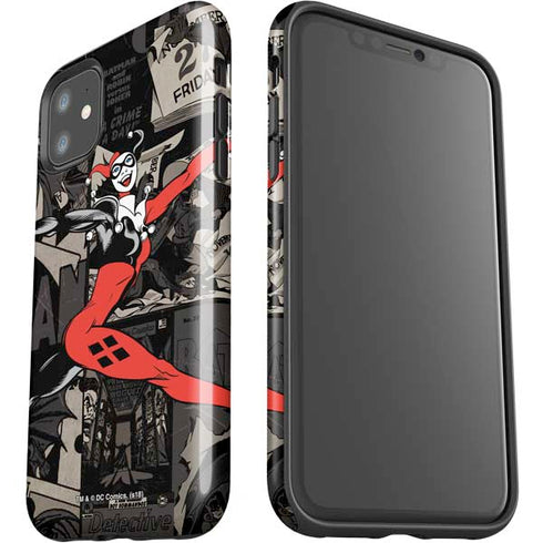 DC Comics Harley Quinn Vintage Action pose pattern iPhone 11 Impact Case