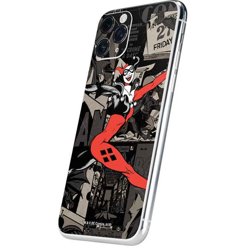 DC Comics Harley Quinn Vintage Action pose pattern iPhone 11 Pro Skin