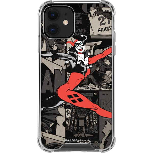 DC Comics Harley Quinn Vintage Action pose pattern iPhone 12 Clear Case