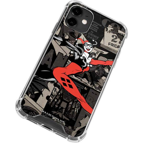DC Comics Harley Quinn Vintage Action pose pattern iPhone 12 Clear Case