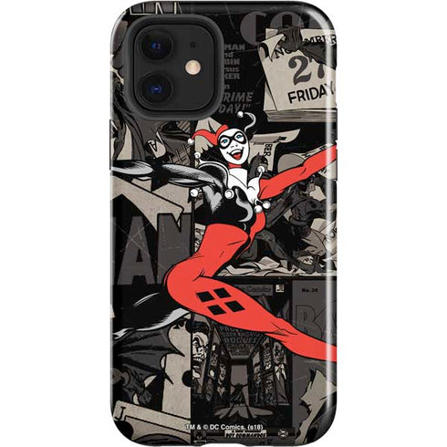 DC Comics Harley Quinn Vintage Action pose pattern iPhone 12 Impact Case