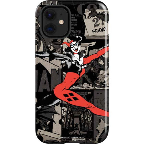DC Comics Harley Quinn Vintage Action pose pattern iPhone 12 Mini Impact Case
