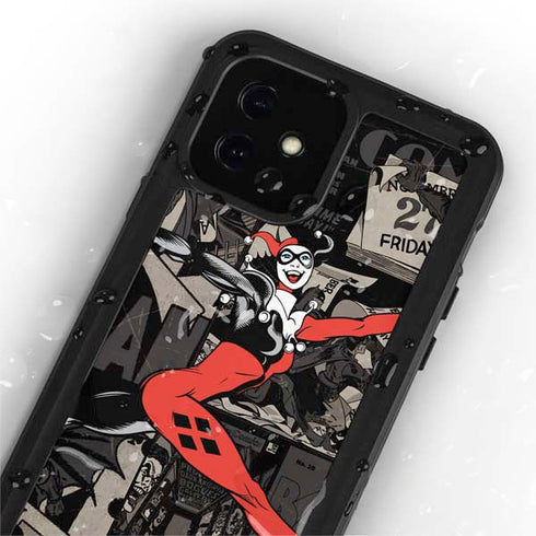 DC Comics Harley Quinn Vintage Action pose pattern iPhone 12 Mini Waterproof Case
