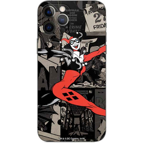 DC Comics Harley Quinn Vintage Action pose pattern iPhone 12 Pro Skin