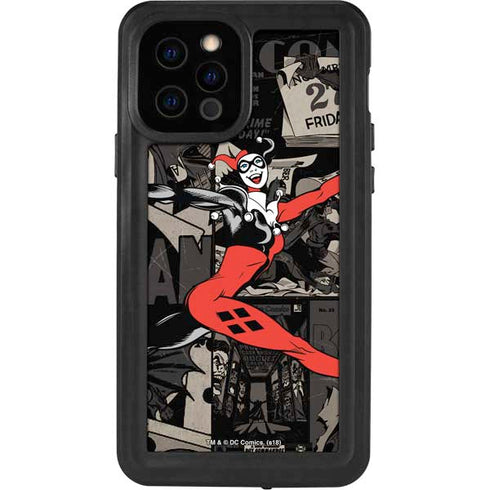 DC Comics Harley Quinn Vintage Action pose pattern iPhone 12 Pro Waterproof Case