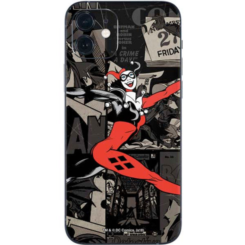 DC Comics Harley Quinn Vintage Action pose pattern iPhone 12 Skin