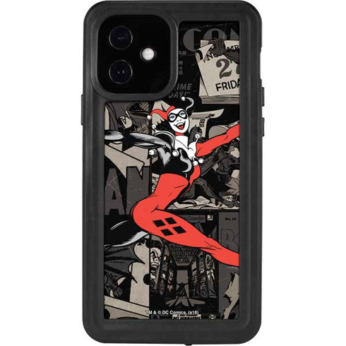 DC Comics Harley Quinn Vintage Action pose pattern iPhone 12 Waterproof Case