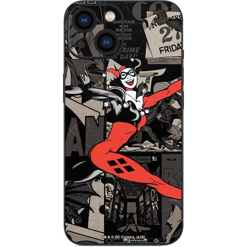 DC Comics Harley Quinn Vintage Action pose pattern iPhone 13 Mini Skin