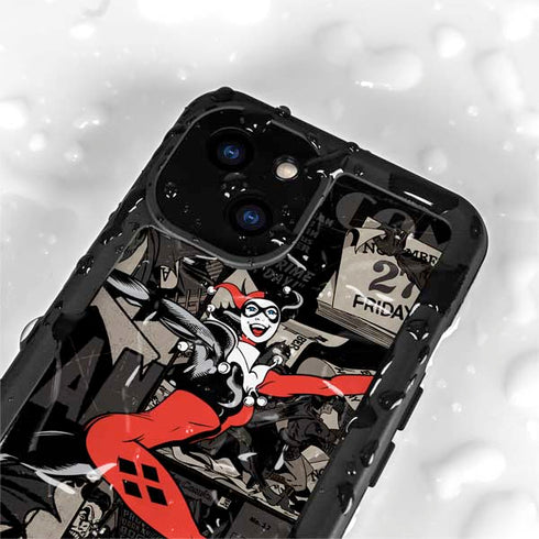DC Comics Harley Quinn Vintage Action pose pattern iPhone 13 Mini Waterproof Case