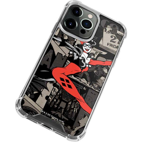 DC Comics Harley Quinn Vintage Action pose pattern iPhone 13 Pro Clear Case